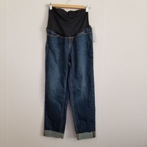 NWT Isabel Maternity Crossover Panel 90's Straight Cuffed Jeans Size 4